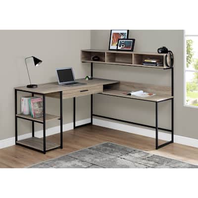 L-Shaped Computer Desk with Storage & Metal Base