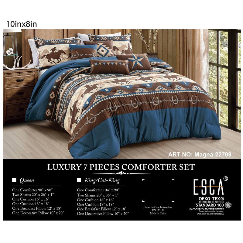 Shatex Magna 7 Pieces Bedding Comforter Set All-season Reversible Bed in a Bag