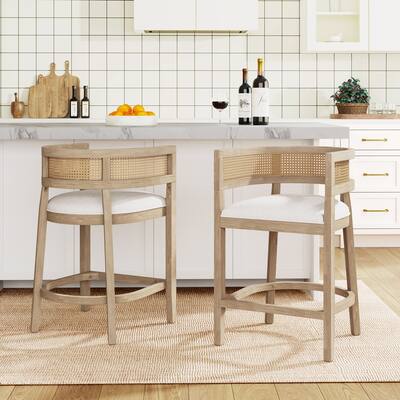 Christopher Knight Home- Noweta Wood Counter Stool with Arms Set of 2