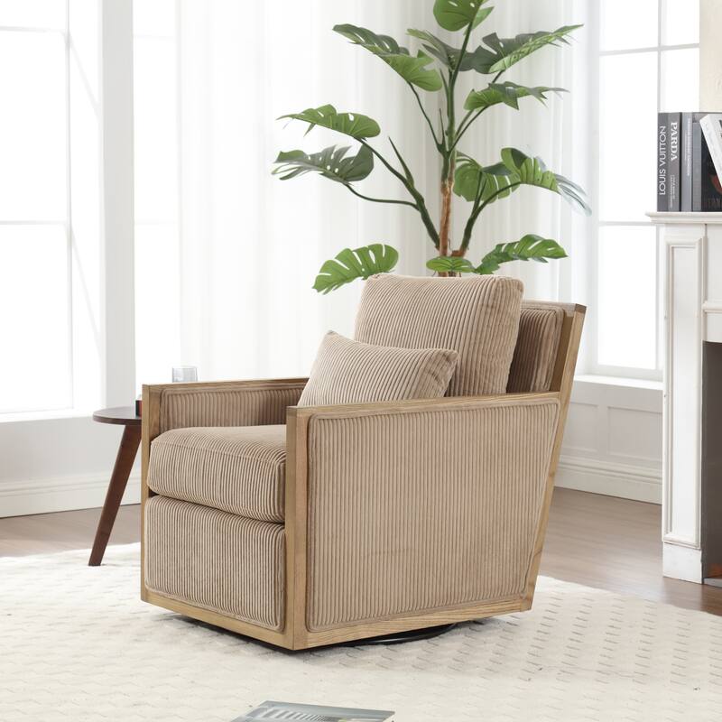Camel 26.77" Swivel Barrel Chair with Hardwood Frame