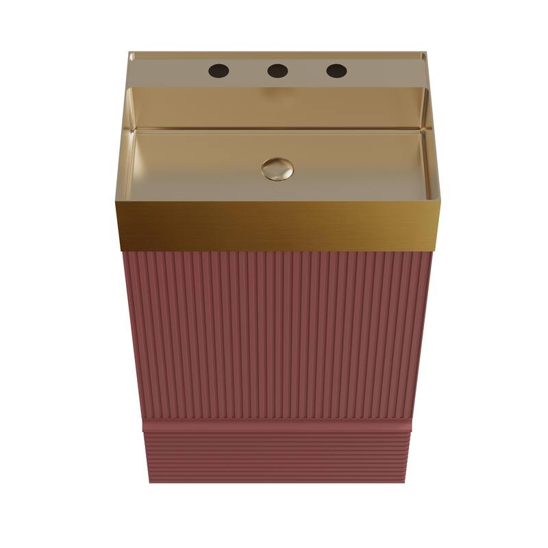 GDFStudio - Gada Stylish 20" Striped Bathroom Vanity with Integrated Stainless Steel Sink and Efficient Storage