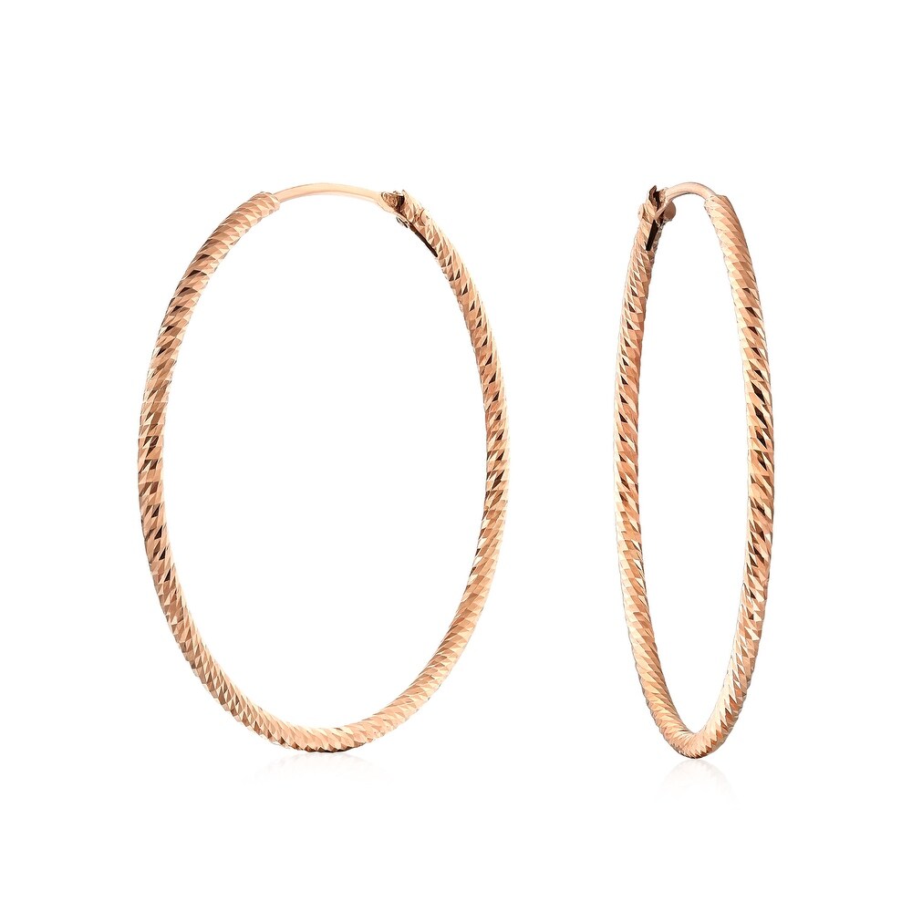 Gold Tone Over Sterling Silver 3.5MM Twist Design Round Hoop Earrings 30MM
