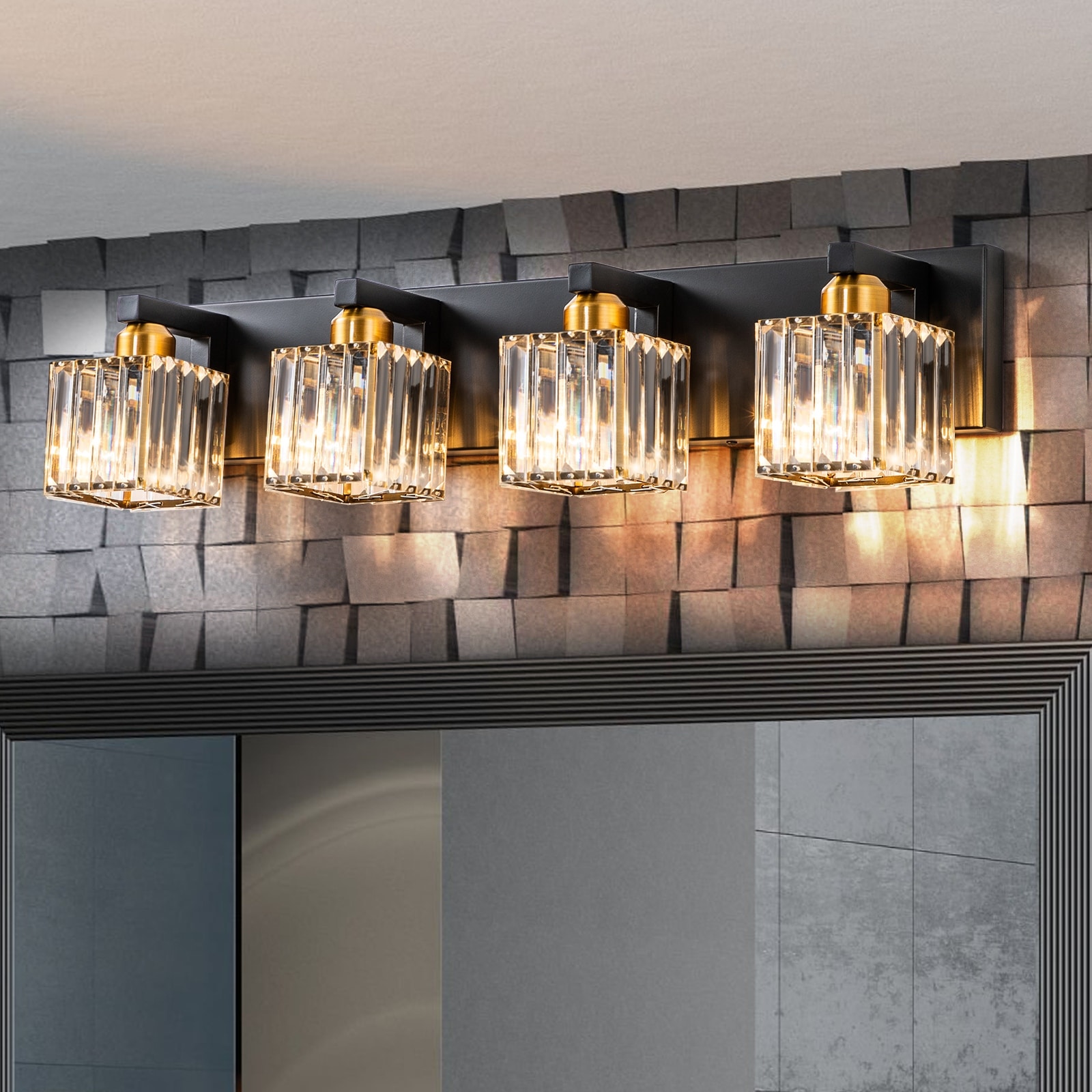 2/3/4/5 Light Bathroom Vanity Light Wall Sconce with Crystal Shade