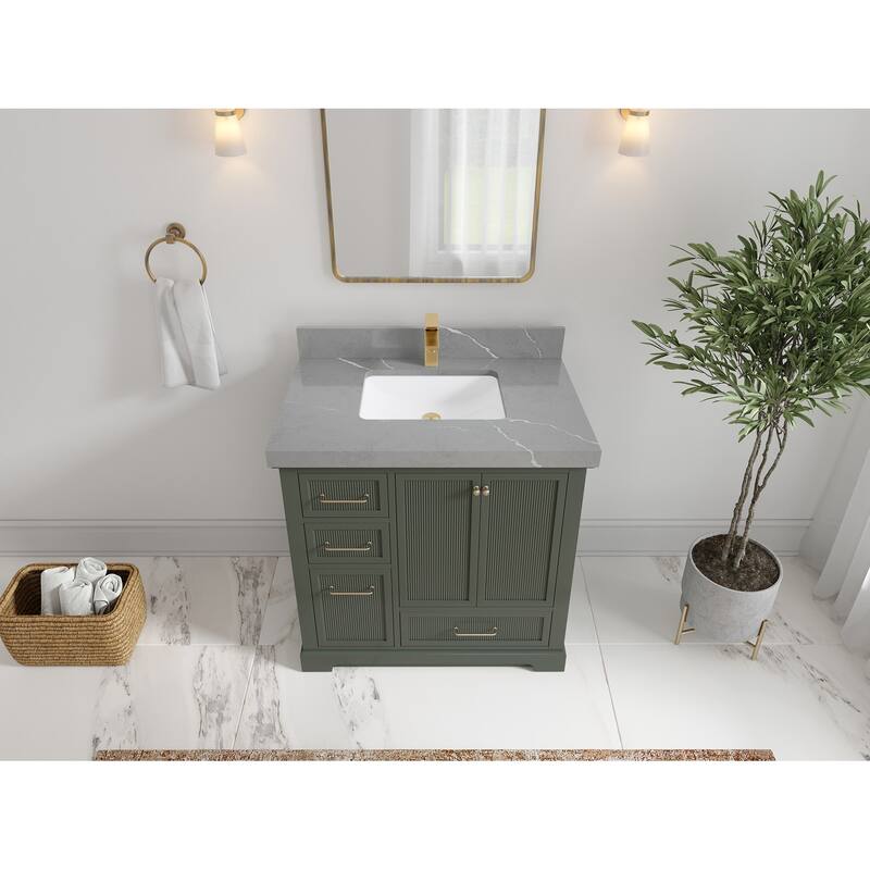 Willow Collections 36 in. W x 22 in. D Alys Center Sink Right Bathroom Vanity with Countertop