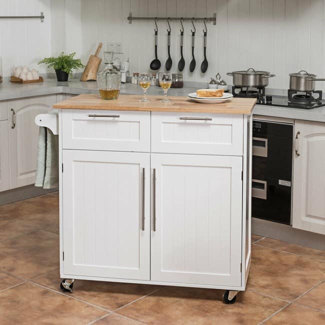 Heavy Duty Rolling Kitchen Cart - 37" x 18" x 37" (L x W x H)