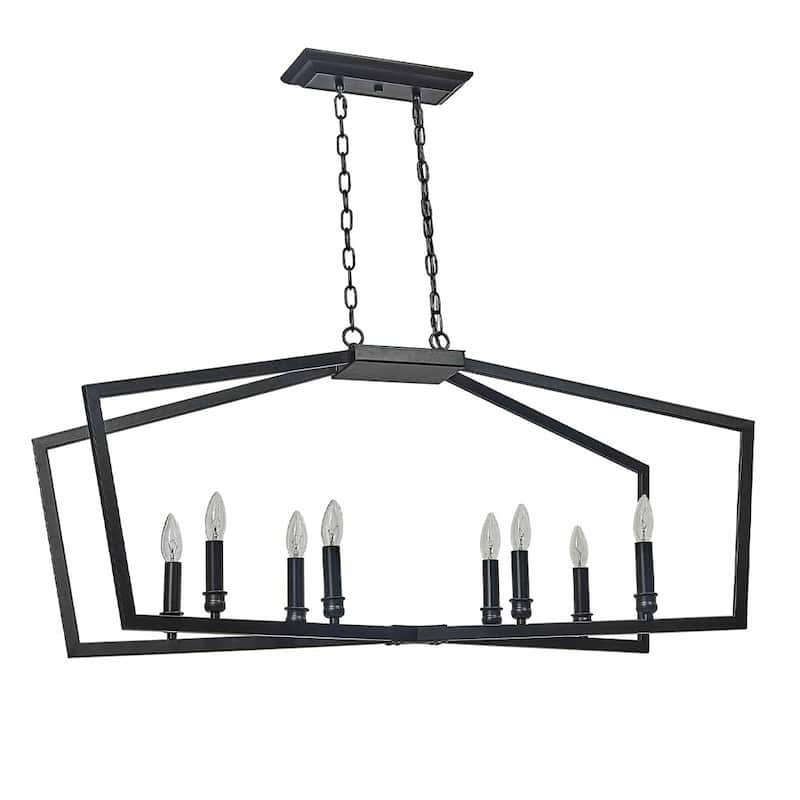 42" Black 8 Light Linear Island Pendant