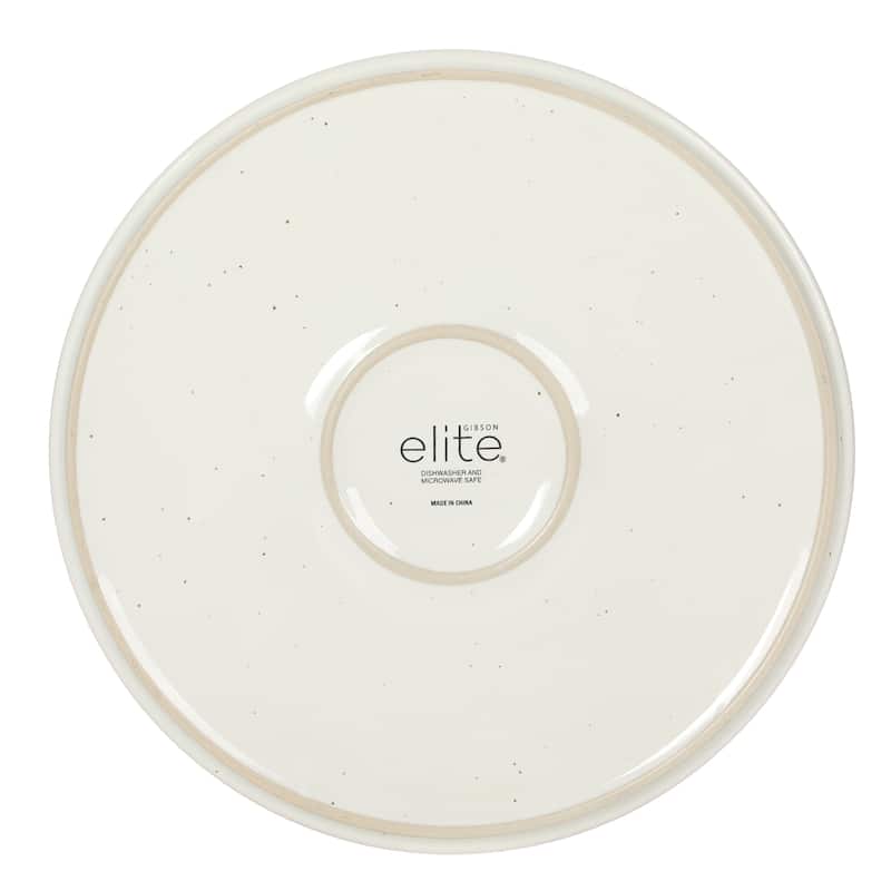 Gibson Elite Northrock Stoneware Dinnerware Set, 16-Piece Service for 4 - Plates & Bowls with Hand-Painted Terracotta Base