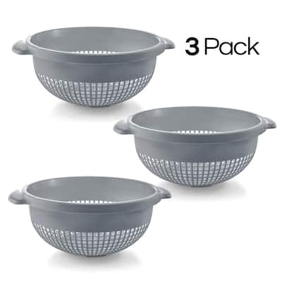 YBM Home 14 In. Round Plastic Colander Use for Pasta 3 Pack