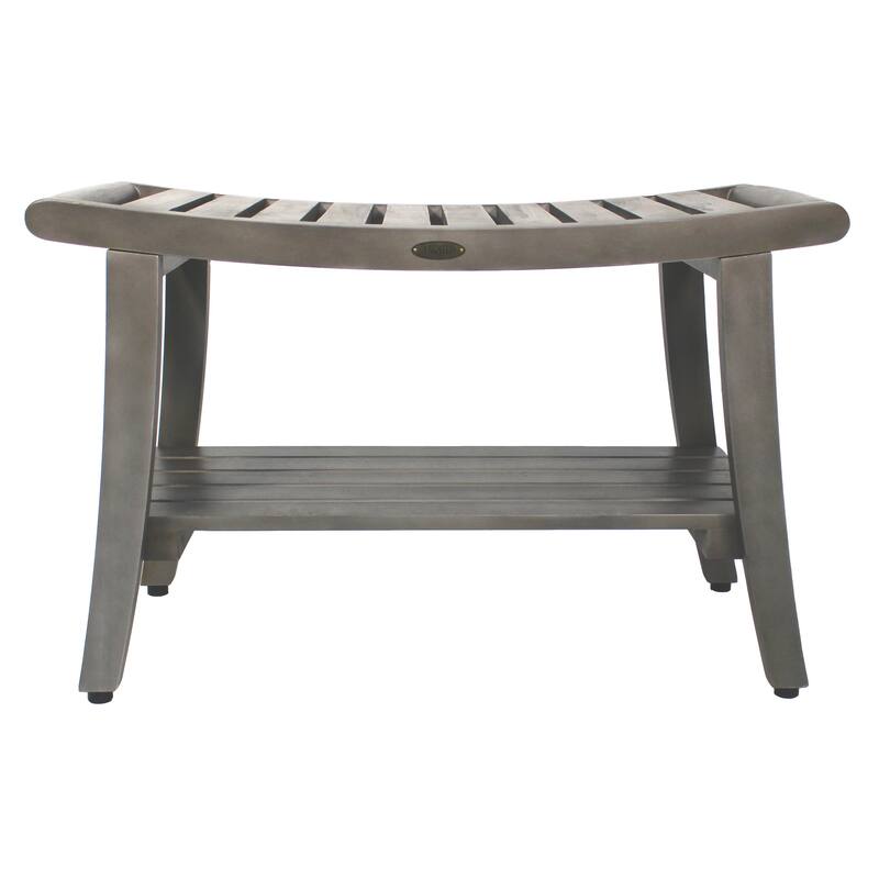 CoastalVogue Harmony Antique Gray 30" Teak Shower Bench, LiftAide Arms