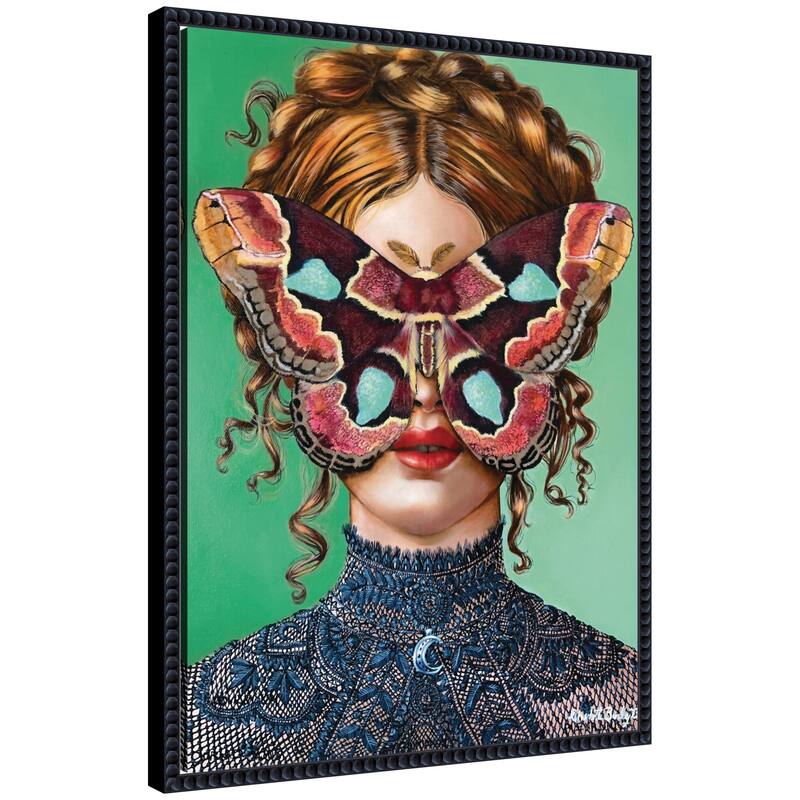 Kate and Laurel Forest Witch by Charlotte Brindley Framed Canvas Wall Art Print - 18x24 - Black