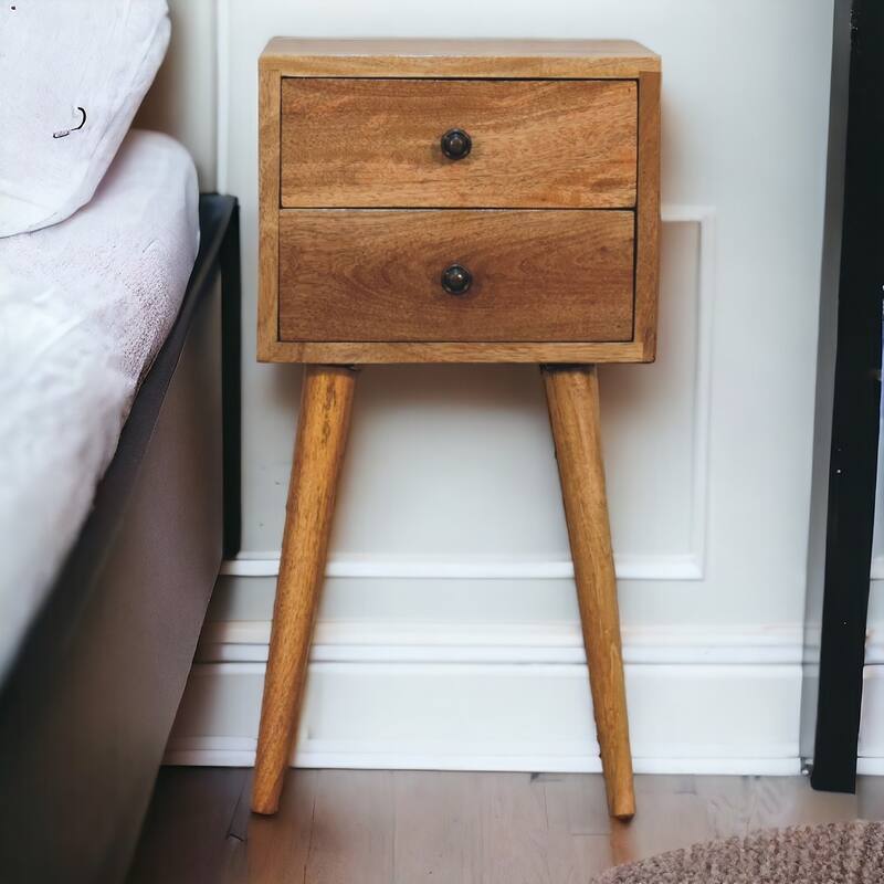 Artisan Furniture Solid Wood Mini 2 Drawer Oak-ish Nightstand