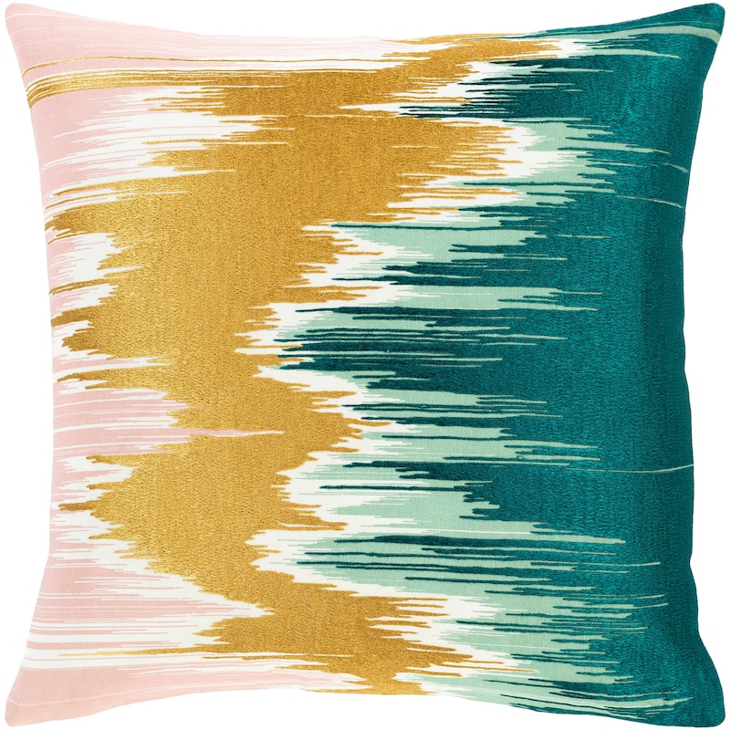 Lena Modern Hand-Embroidered 20-in Poly or Feather Down Throw Pillow