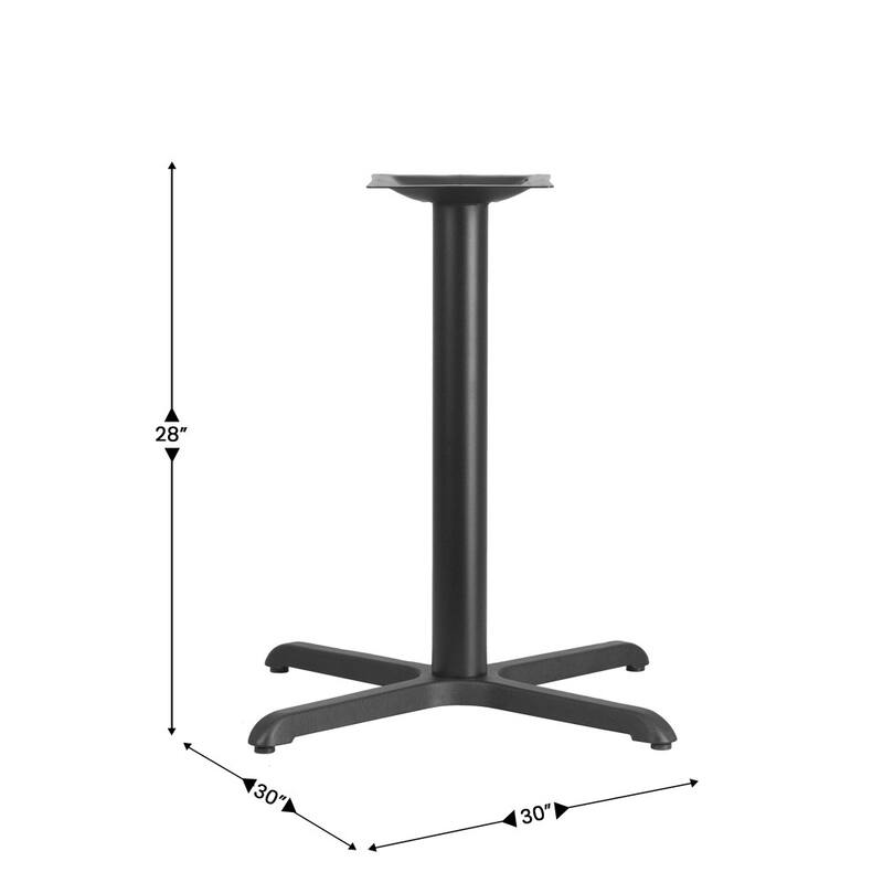 30" x 30" Restaurant Table X-Base with 3" Dia. Table Height Column - 30"D x 30"W x 28"H