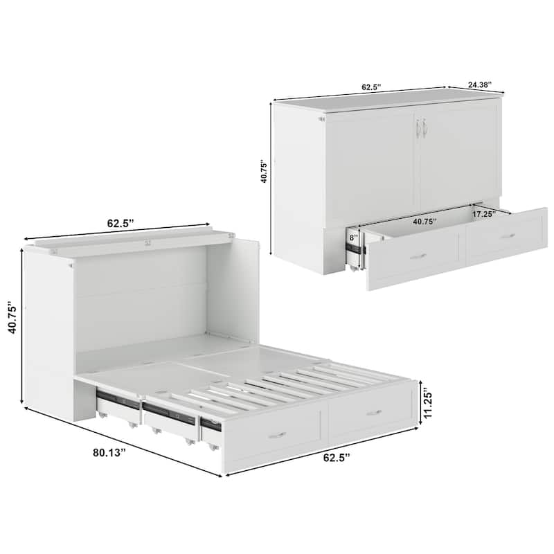 Hamilton Murphy Bed Chest with Mattress and Storage Drawer