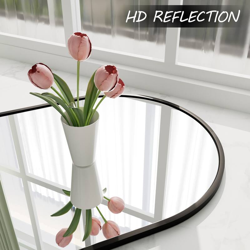 Arch High-Strength Tempered Glass and Aluminum Alloy Framed French Cleat Mounted Wall Mirror