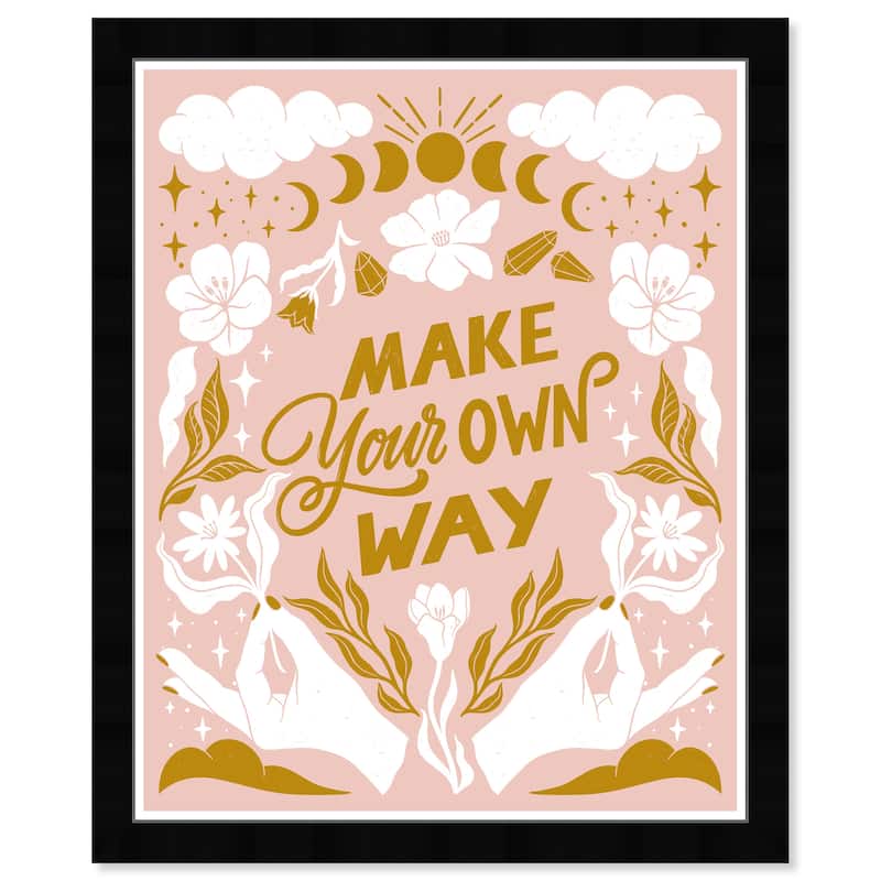 Wynwood Studio Prints Typography and Quotes MAKE YOUR OWN WAY Pink and Pastel Pink Bohemian & Eclectic Wall Art Canvas Print