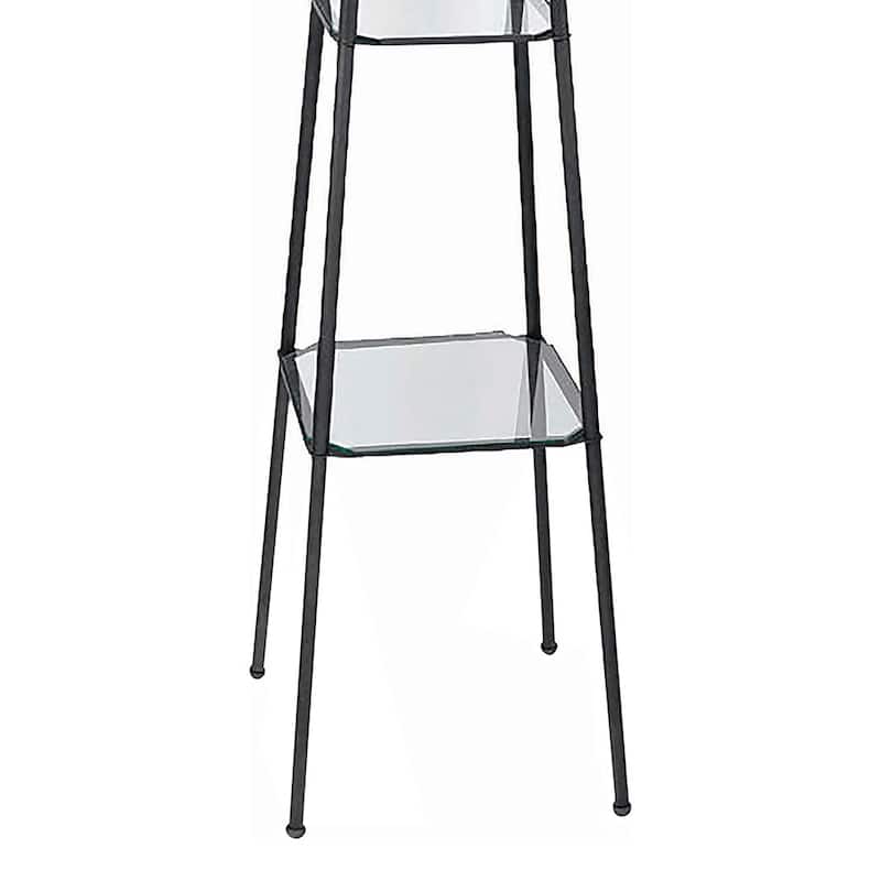 Sentinel Black 3-Shelf Frosted Torchiere Floor Lamp