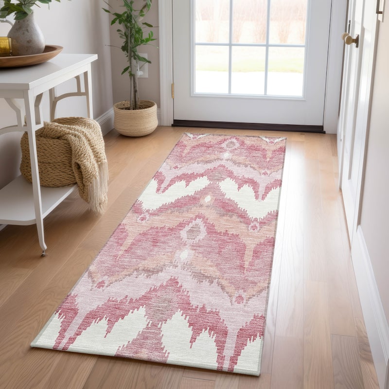 Machine Washable Indoor/ Outdoor Chantille Boho Ikat Rug