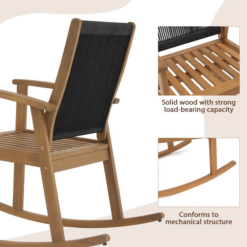 Outdoor Solid Wooden Rocking Chair Set of 2
