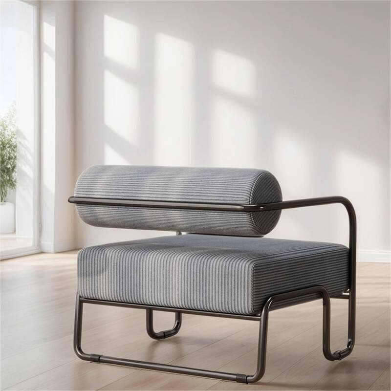 Corduroy Fabric Sofa Chair with Iron Frame, Lazy Individual Chair