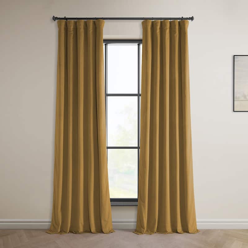 Exclusive Fabrics Plush Velvet Room Darkening Curtain (1 Panel) - 50 X 120 - Retro Gold