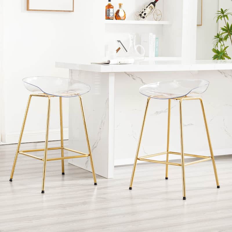 26" PC Clear Counter Stool, Bar Stools with Metal Legs - 29.9"H x 18.5"W x 18.1"D