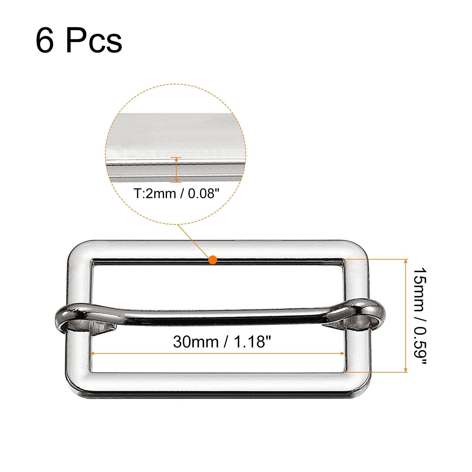 Rectangular Adjuster Buckle Metal Slide Buckle Adjuster Slide Buckle Strap  Buckle Strap Slider Strap Adjuster for Leather 6pcs 