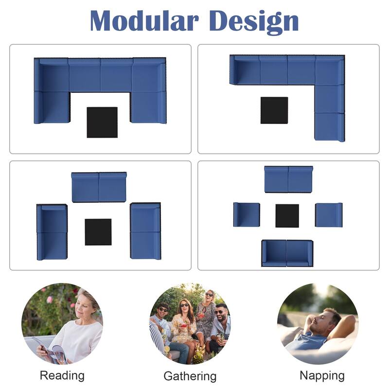 7PC Outdoor Patio Furniture Set, Wicker Patio Sectional Furniture Set with Coffee Table & Cushion for Garden, Backyard, Poolside