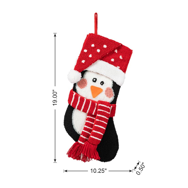 Glitzhome 19"L 3D Hooked Xmas Stocking Santa Penguin Reindeer
