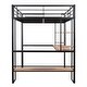 preview thumbnail 7 of 10, Industrial Full Size Metal&MDF Loft Kids Bed with Ladder,Guardrail,Long Desk and Storage Shelves