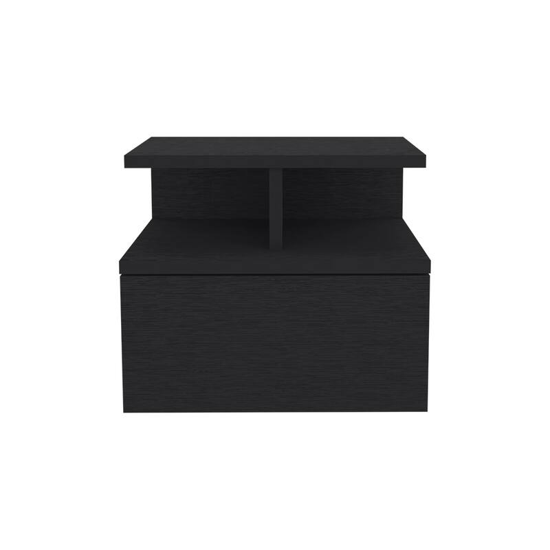 Wall-Mounted Nightstand with Drawer, Black Wengue Finish