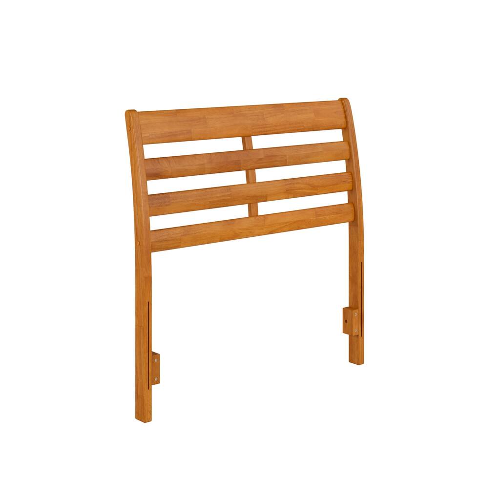 Solid Wood Headboard Twin Size - Victorian Style Bed Frame with USB Charger - Light Toffee Finish