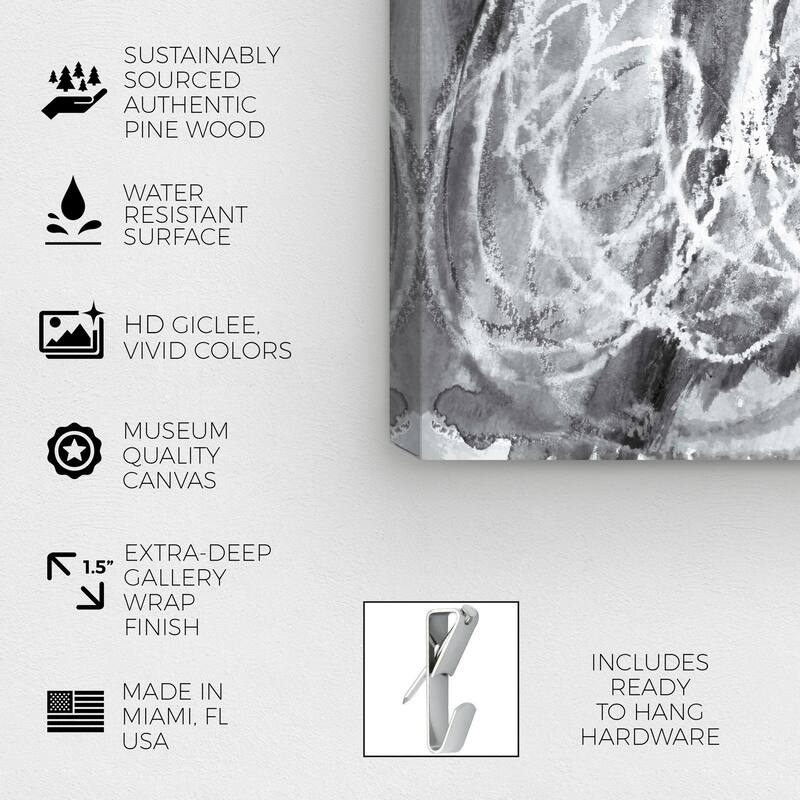 Wynwood Studio Canvas Abstract Pastel Chalk Swirl Black and Modern & Contemporary Wall Art Canvas Print
