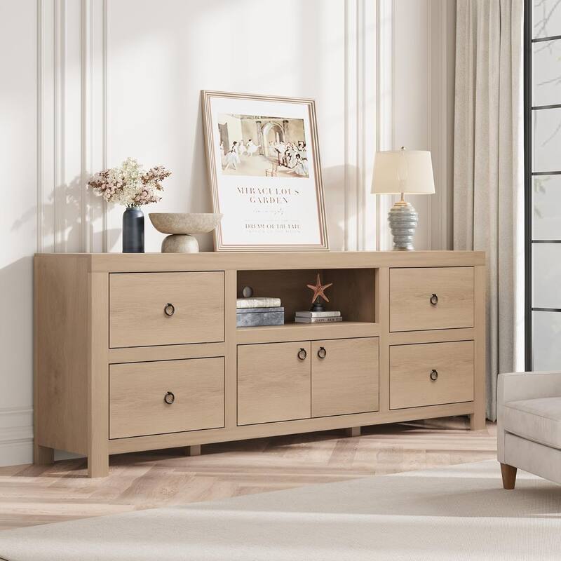 Farmhouse TV Stand for 80 Inch TVs 70" Entertainment Center Television Consoles Stands