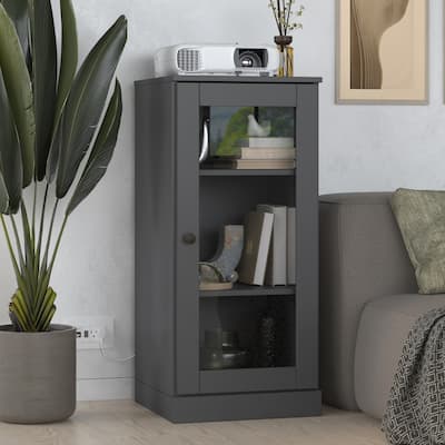 Palace Imports 100% Solid Wood 3-Shelf Bookcase with Clear Glass Door and Adjustable Shelves