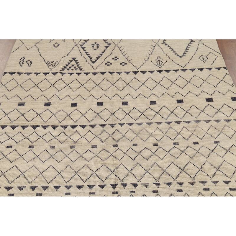 Trellis Moroccan Area Rug Hand-Knotted Oriental Wool Carpet - 7'1"x 10'10"