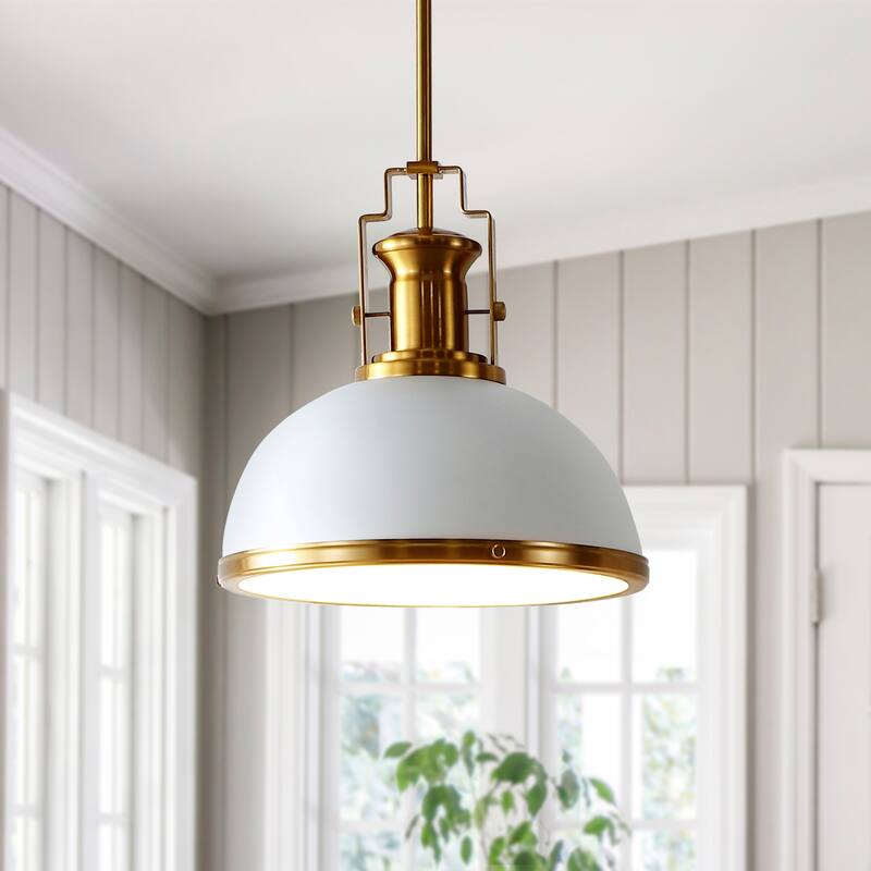Deere Adjustable Iron/Glass Vintage LED Dome Pendant, by JONATHAN Y