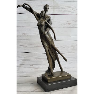 Bronze Sculpture Modern Art Pair Of Ballerina Dancers By Aldo Vitaleh Figurine