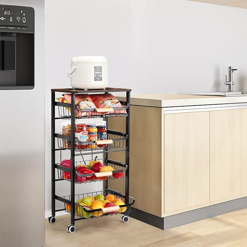 Kitchen Storage Rolling Cart on Wheels - 4-Tier