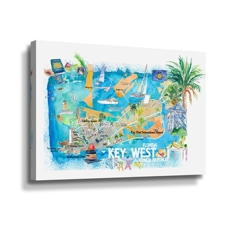 Key West Florida Illustrated Travel Map Roads And Highlights Gallery ...