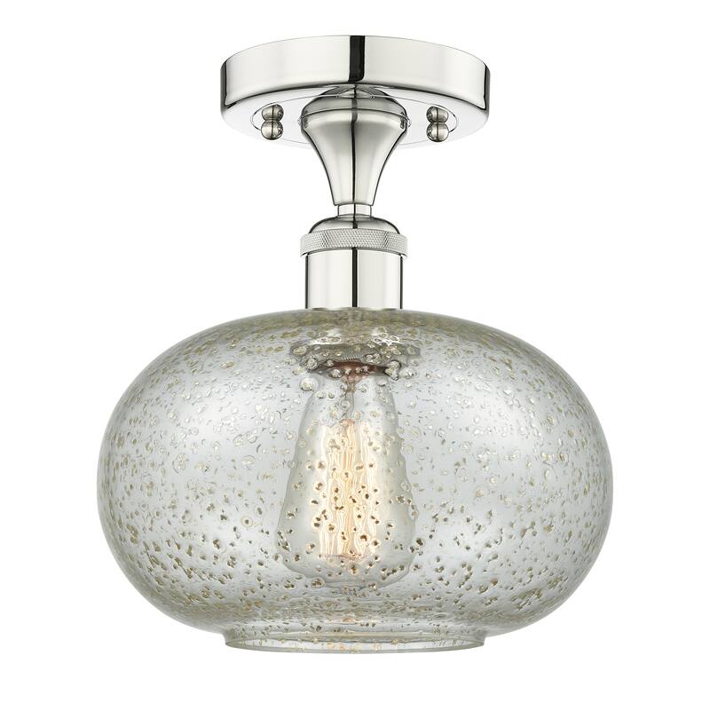 Innovations Lighting Edison Gorham - 1 Light 10" Semi-Flush Mount - Polished Nickel/Mica