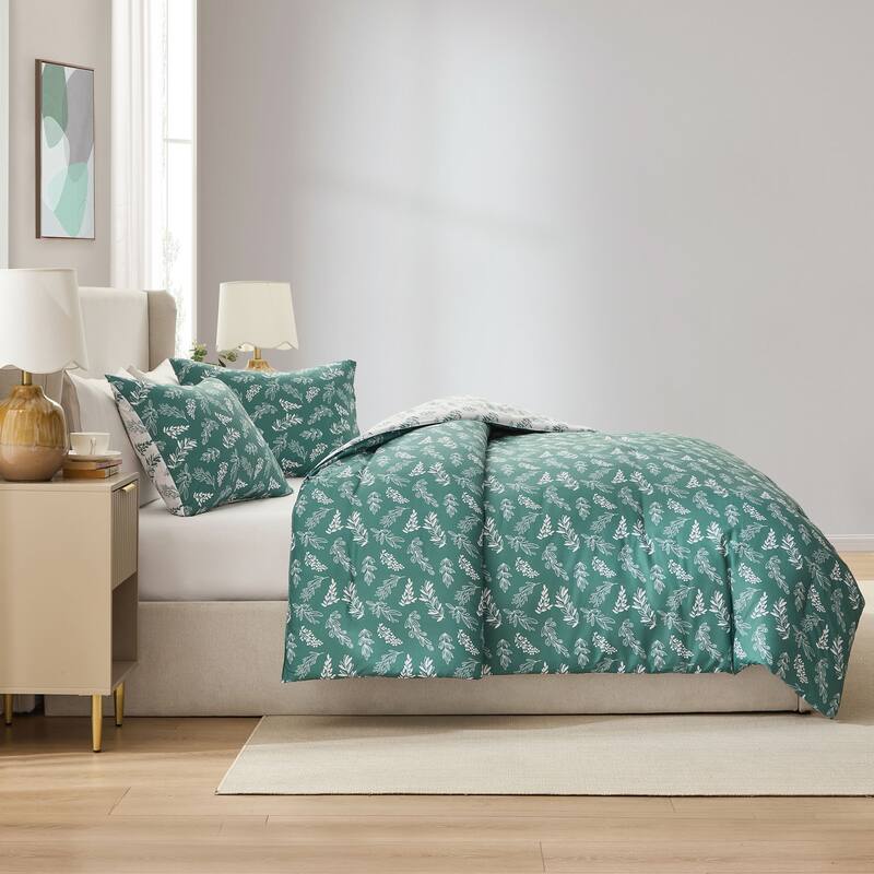 Empyrean 3PC Reversible Botanical Printed Comforter Bedding Set