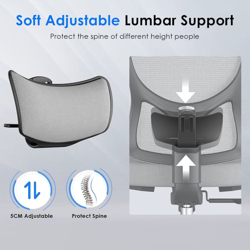 Ergonomic Office Chair,Mesh Desk Chair with Adjustable Lumbar Support and Headrest,Computer Chair with 3D Armrest Swivel Chair