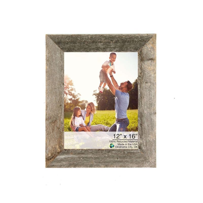 12" x 16" Rustic Farmhouse Gray Wood Frame