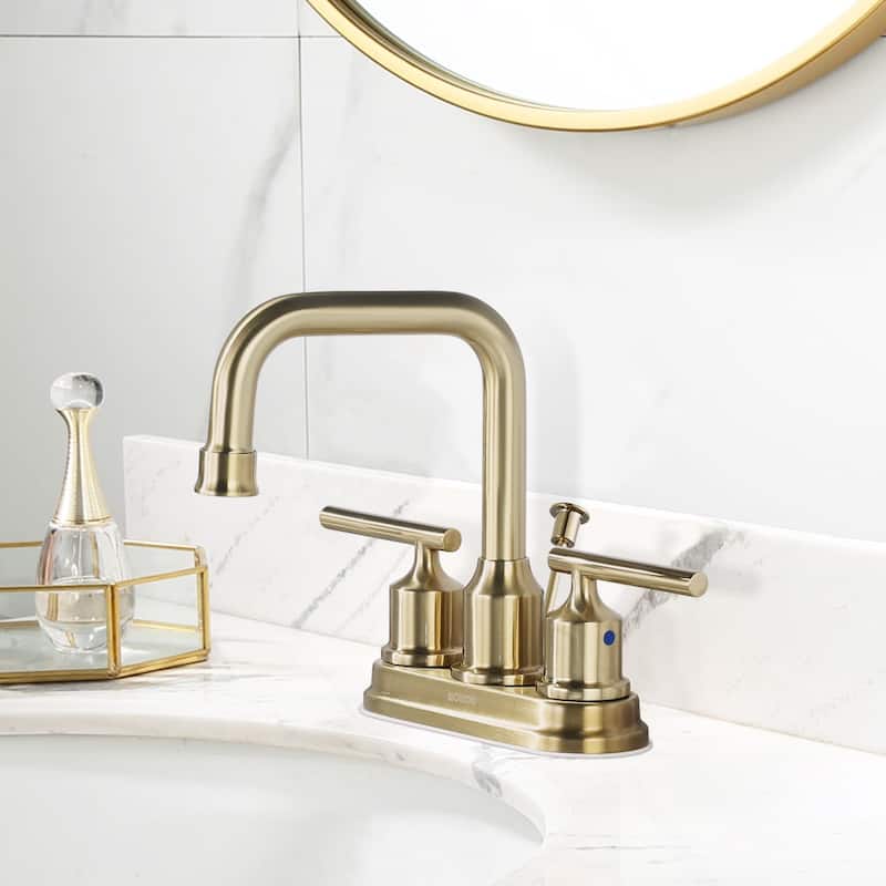 WOWOW 4 in. Centerset Double Handle Bathroom Faucet