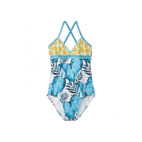 Shop Azul Little Girls Turquoise Endless Summer Tropical One Piece Swimsuit Overstock 28296601