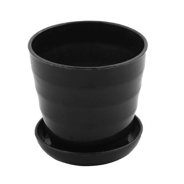 Plastic Garden Decor Flower Plant Pot Holder 9.5cm Diameter Black 