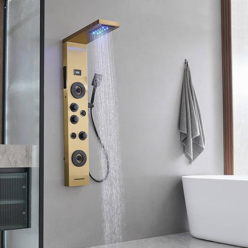 4-Jet LED Shower Panel with Heavy Rain Shower