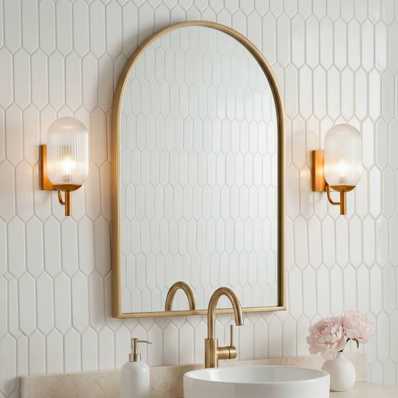 Sunny Ribbed Glass Wall Sconce with Brushed Bronze Base