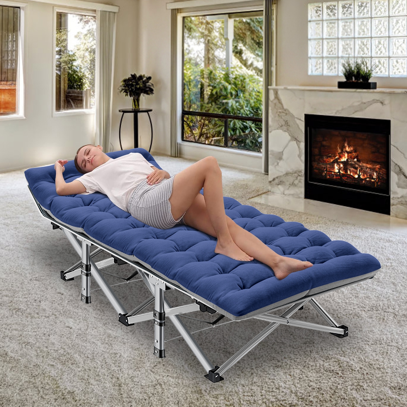 75 Folding Camping Bed with 3.3 Inch Mattress Portable Sleeping Cot On Sale Bed Bath Beyond 39100461